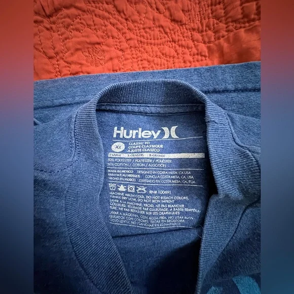 Hurley Men’s XL Long Sleeve Graphic Logo Shirt Blue Classic Fit - Picture 4 of 4